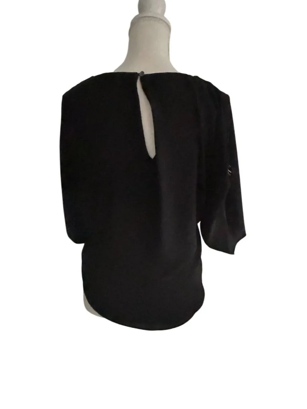 White House Black Market Black V Neck Top Size XXS